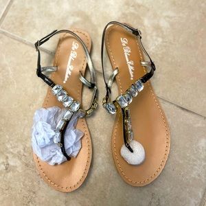 Brand new bejeweled black sandals
